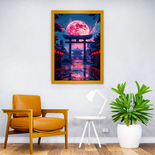 Torii Gate Moonlit Asian Style Poster | Wall Art for Home & Office | High-Quality Print - High-Quality Visual Display