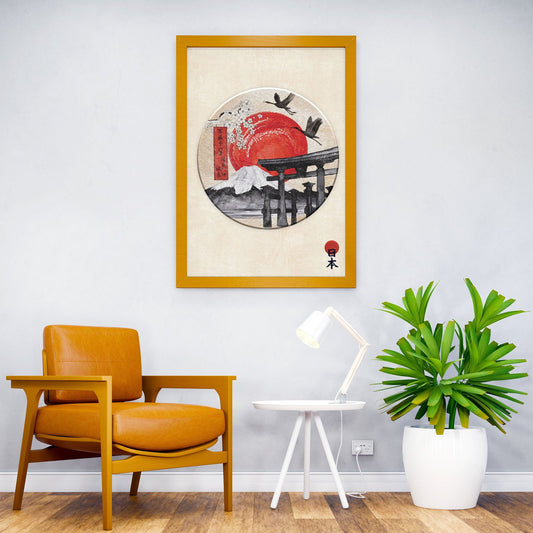 Torii Gate Red Sun Asian Style Poster | Wall Art for Home & Office | High-Quality Print - High-Quality Visual Display