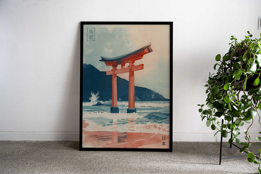 Torii Gate Sea Japan Asian Style Poster | Wall Art for Home & Office | High-Quality Print - High-Quality Visual Display
