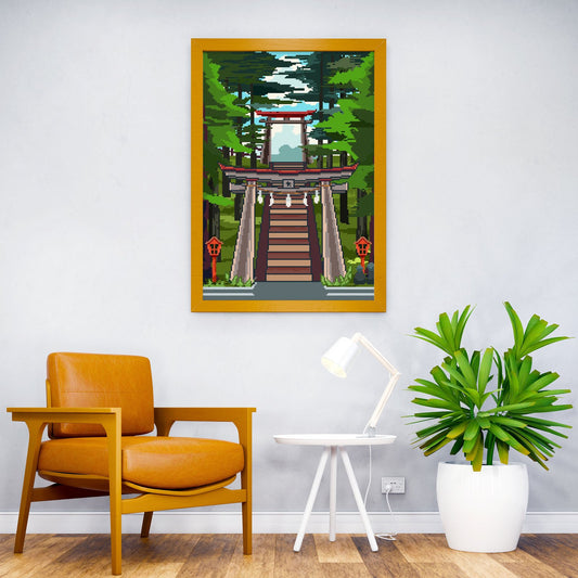 Torii Gate Shrine Pixel Asian Style Poster | Wall Art for Home & Office | High-Quality Print - High-Quality Visual Display