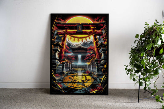 Torii Gate Waterfall Asian Style Poster | Wall Art for Home & Office | High-Quality Print - High-Quality Visual Display
