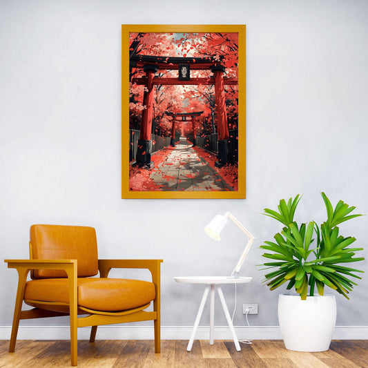 Torii Under Cherry Blossom Asian Style Poster | Wall Art for Home & Office | High-Quality Print - High-Quality Visual Display