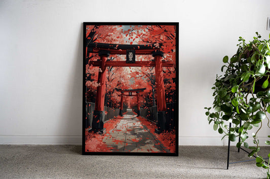 Torii Under Cherry Blossom Asian Style Poster | Wall Art for Home & Office | High-Quality Print - High-Quality Visual Display