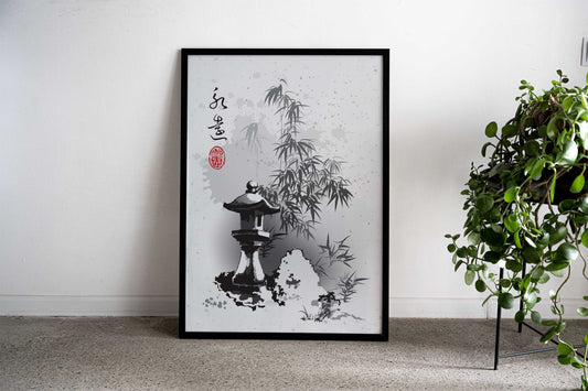 Toro Stone Lantern Grove Asian Style Poster | Wall Art for Home & Office | High-Quality Print - High-Quality Visual Display