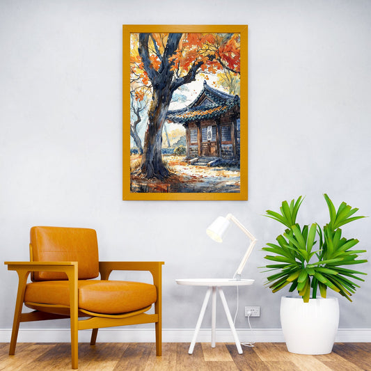 Traditional Autumn Abode Asian Style Poster | Wall Art for Home & Office | High-Quality Print - High-Quality Visual Display