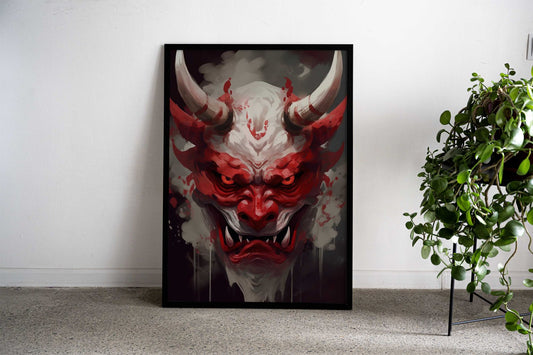 Traditional Oni Demon Mask Asian Style Poster | Wall Art for Home & Office | High-Quality Print - High-Quality Visual Display