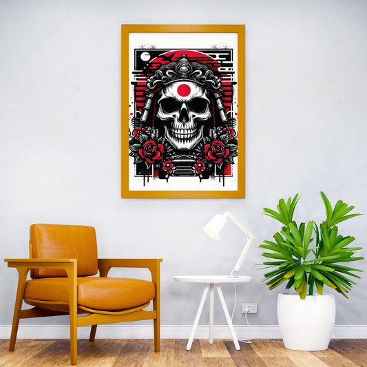 Traditional art skull Asian Style Poster | Wall Art for Home & Office | High-Quality Print - High-Quality Visual Display