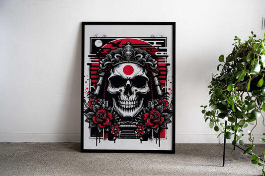 Traditional art skull Asian Style Poster | Wall Art for Home & Office | High-Quality Print - High-Quality Visual Display