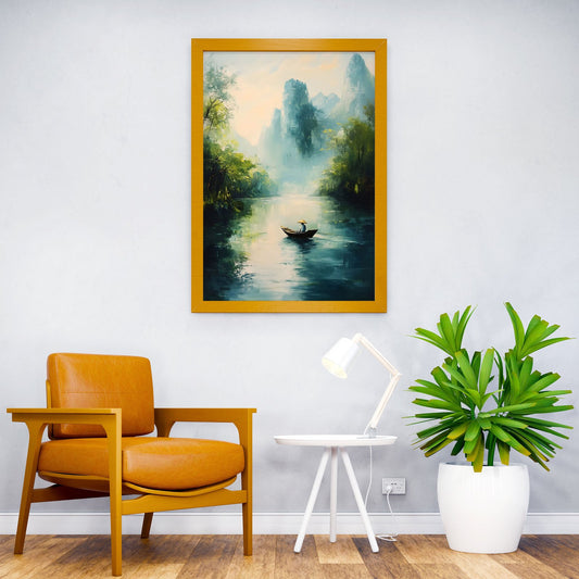 Tranquil River Scene Asian Style Poster | Wall Art for Home & Office | High-Quality Print - High-Quality Visual Display