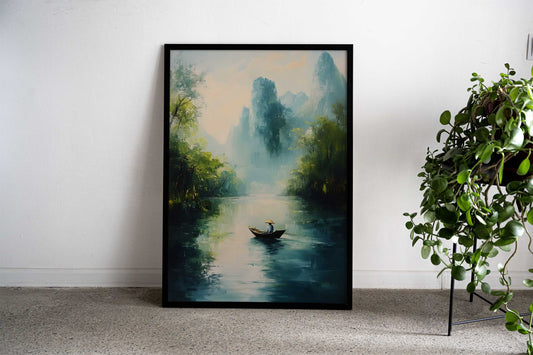 Tranquil River Scene Asian Style Poster | Wall Art for Home & Office | High-Quality Print - High-Quality Visual Display