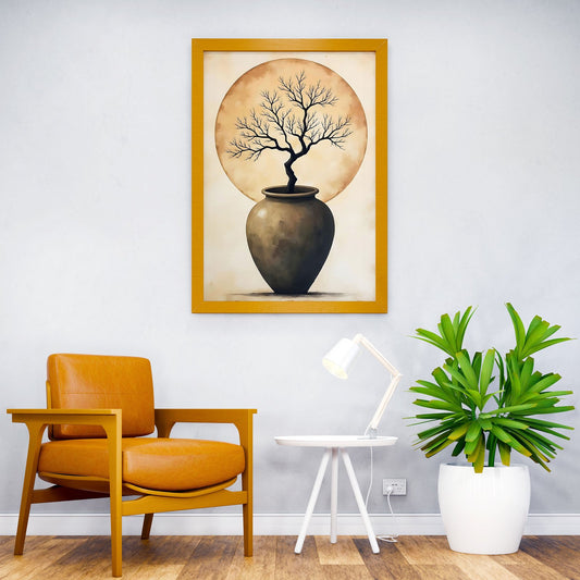 Tree in Pot Wabi sabi art Asian Style Poster | Wall Art for Home & Office | High-Quality Print - High-Quality Visual Display