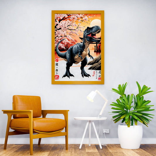 Trex Dinosaur Japan Paint Asian Style Poster | Wall Art for Home & Office | High-Quality Print - High-Quality Visual Display