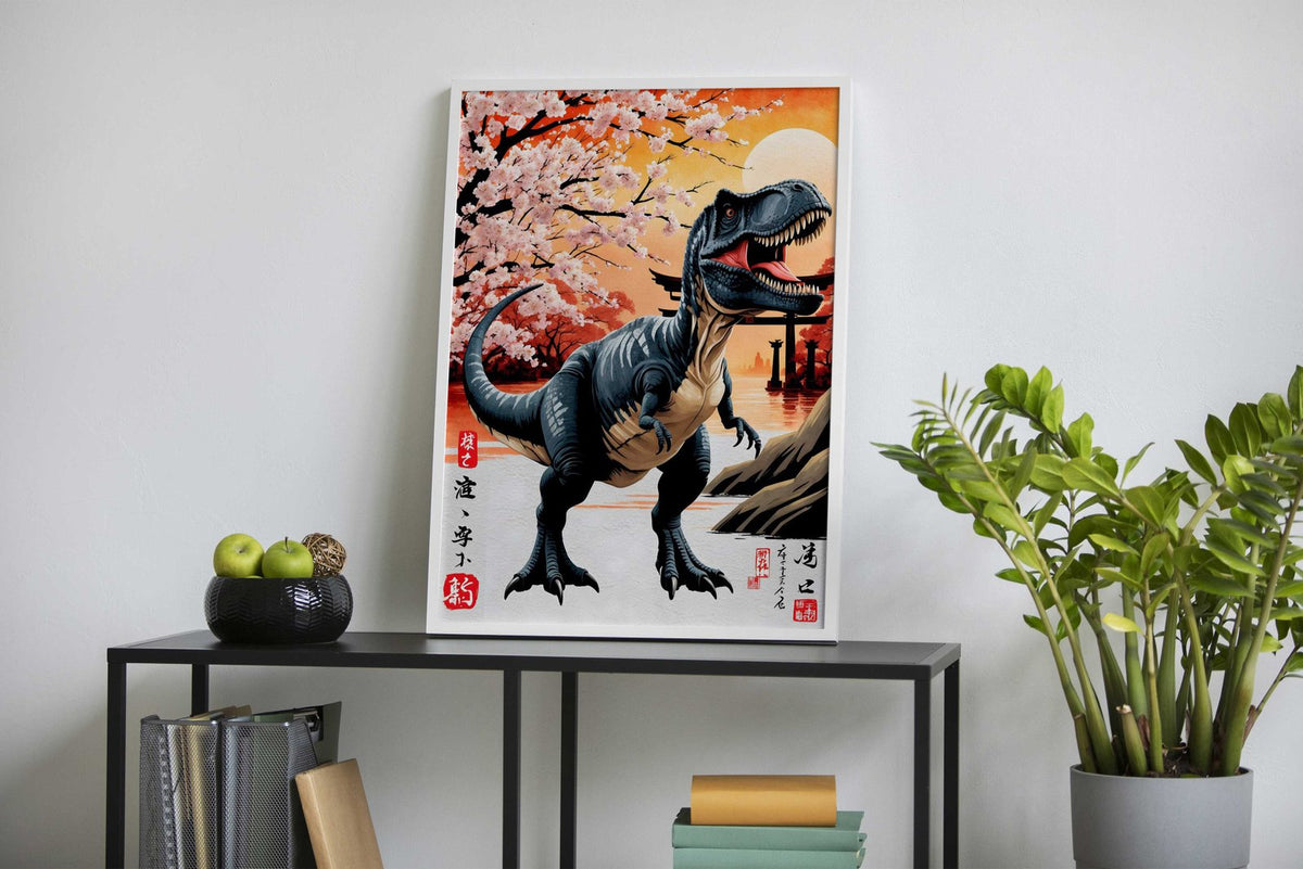 Trex Dinosaur Japan Paint Asian Style Poster | Wall Art for Home & Office | High-Quality Print - High-Quality Visual Display