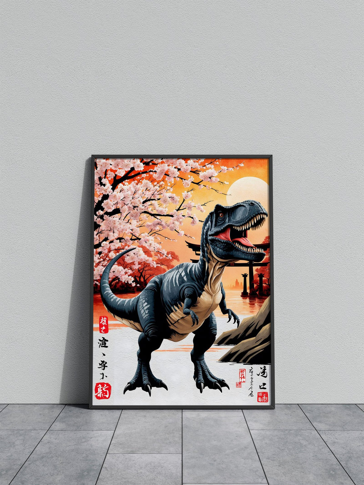 Trex Dinosaur Japan Paint Asian Style Poster | Wall Art for Home & Office | High-Quality Print - High-Quality Visual Display