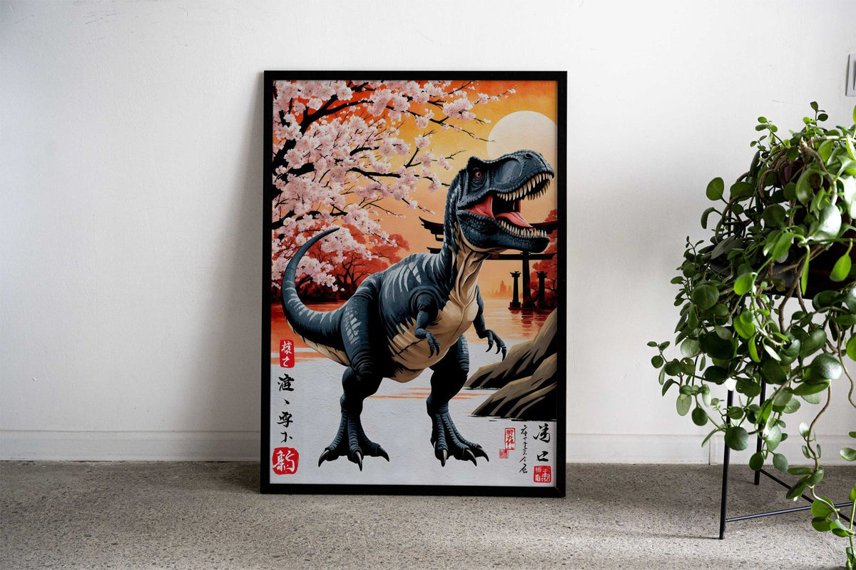 Trex Dinosaur Japan Paint Asian Style Poster | Wall Art for Home & Office | High-Quality Print - High-Quality Visual Display