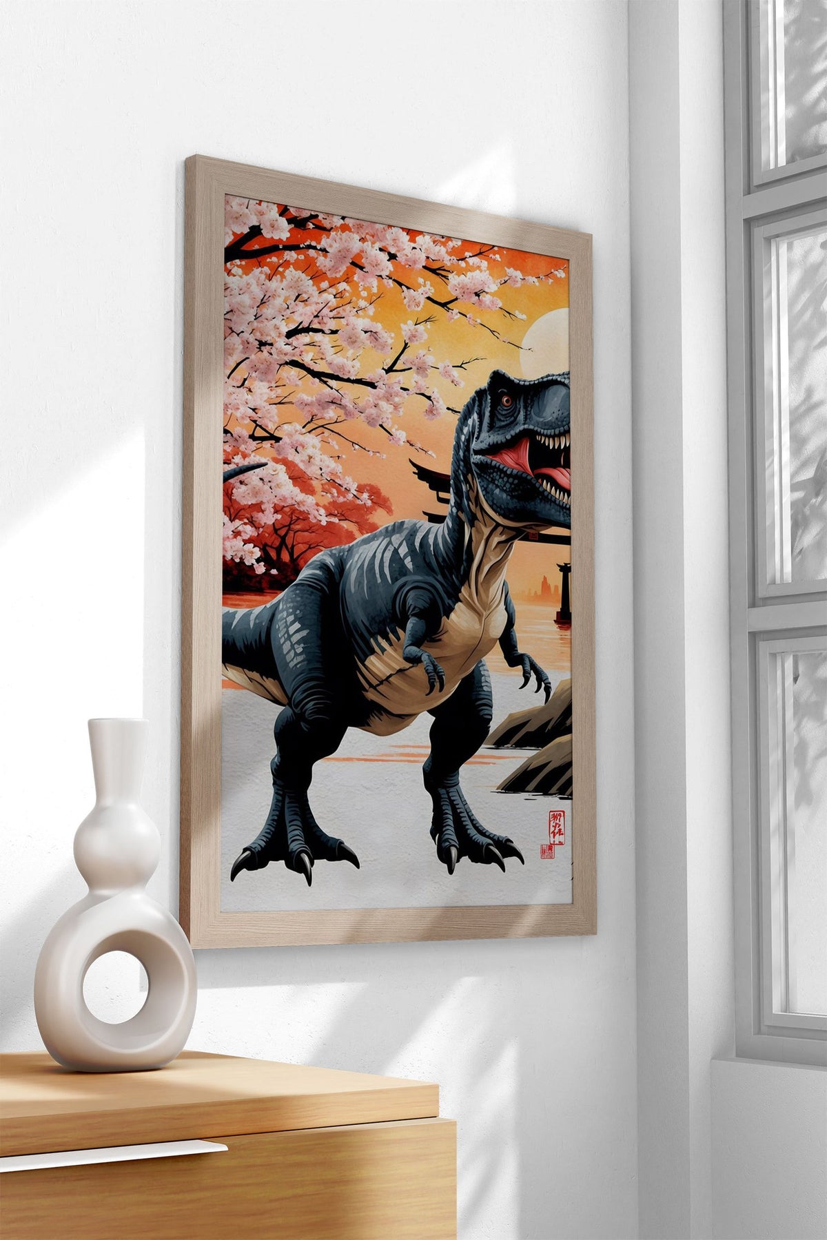 Trex Dinosaur Japan Paint Asian Style Poster | Wall Art for Home & Office | High-Quality Print - High-Quality Visual Display