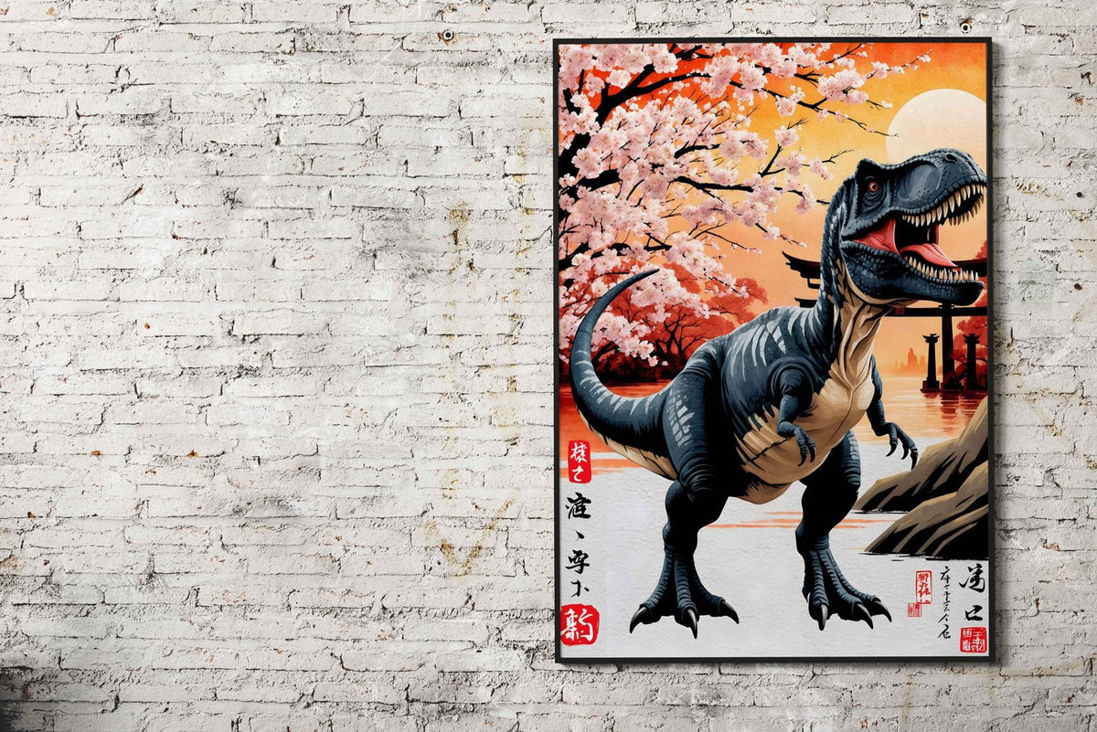 Trex Dinosaur Japan Paint Asian Style Poster | Wall Art for Home & Office | High-Quality Print - High-Quality Visual Display