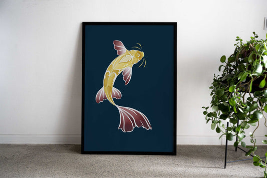Tribal Golden Koi Asian Style Poster | Wall Art for Home & Office | High-Quality Print - High-Quality Visual Display