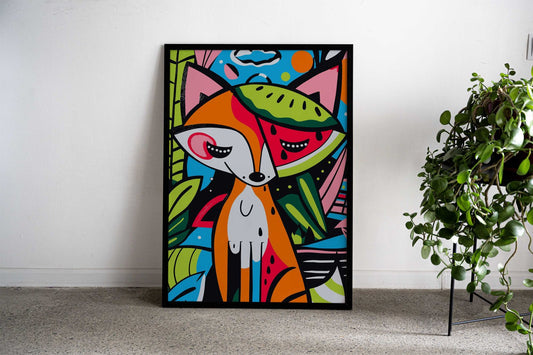 Tropical Cute Fox Pop Art Asian Style Poster | Wall Art for Home & Office | High-Quality Print - High-Quality Visual Display