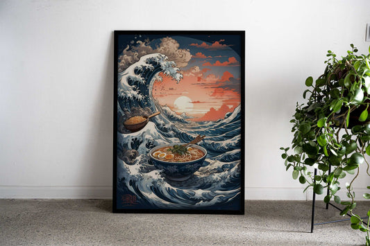 Tsunami Ramen Asian Style Poster | Wall Art for Home & Office | High-Quality Print - High-Quality Visual Display