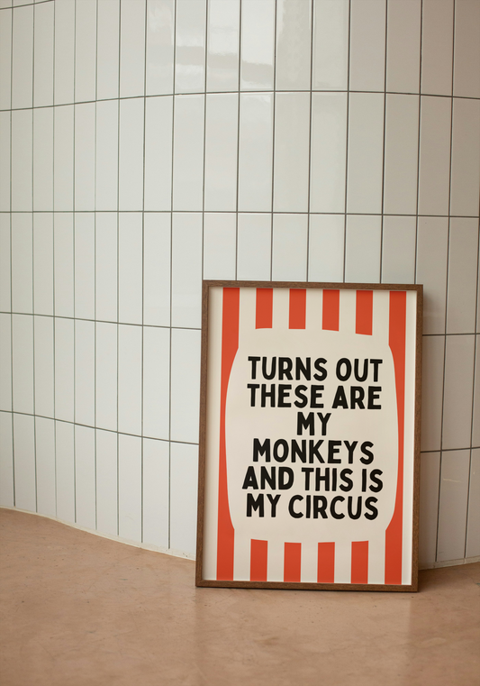 Turns Out These Are My Monkeys And This Is My Circus | Red Lobster and Cream | Wall Art Print - High-Quality Premium Wall Art Decor Sticker