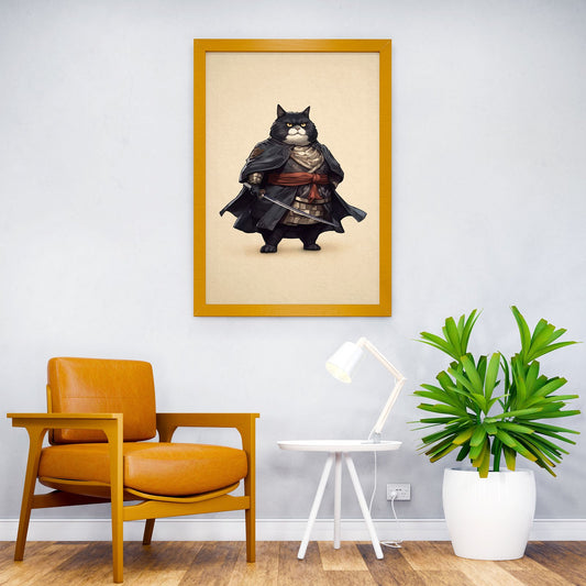 Tuxedo Cat Samurai Warrior Asian Style Poster | Wall Art for Home & Office | High-Quality Print - High-Quality Visual Display