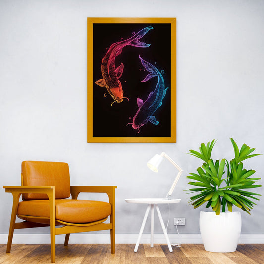 Two Koi Fish Japan Neon Asian Style Poster | Wall Art for Home & Office | High-Quality Print - High-Quality Visual Display