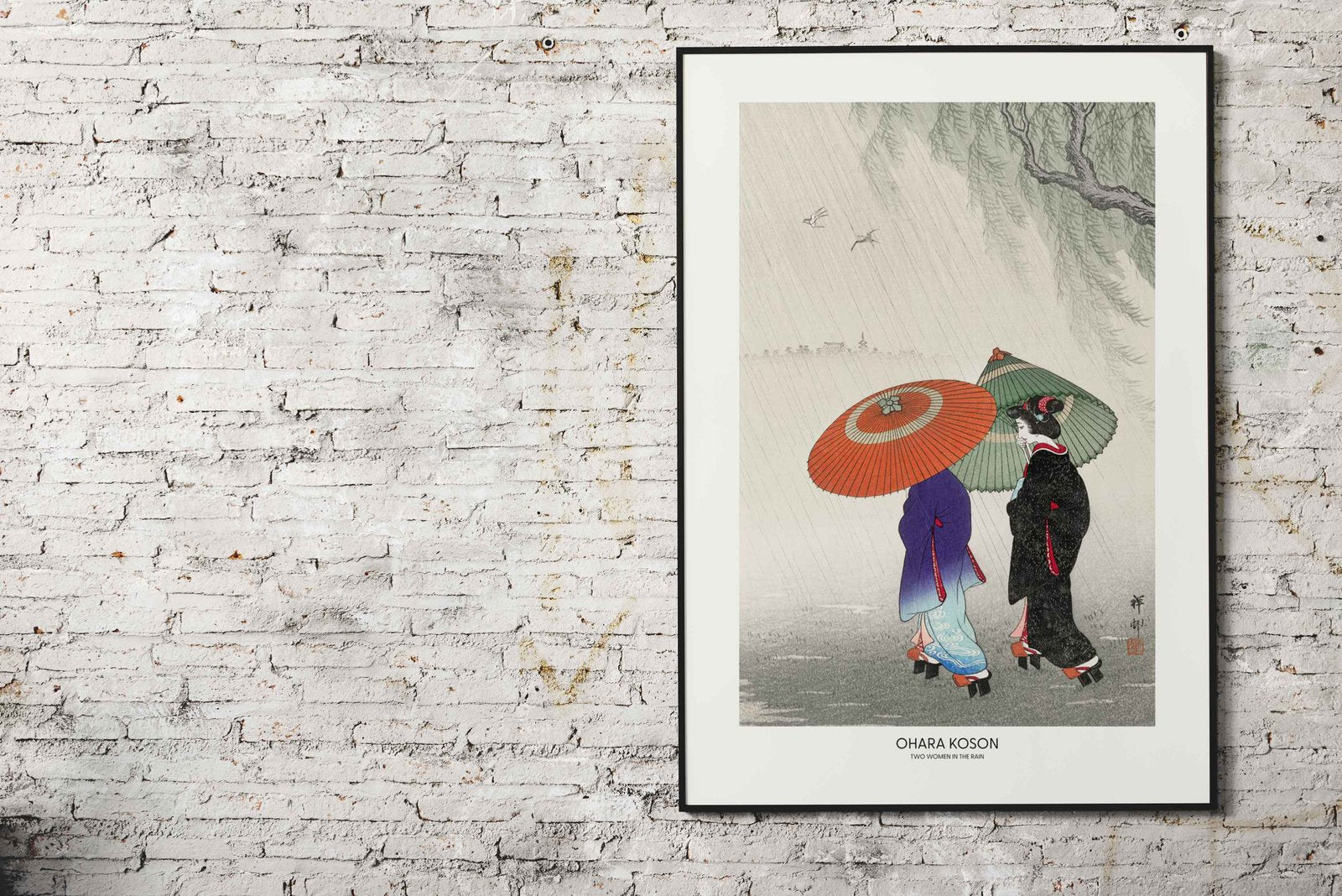 Two Women In The Rain Asian Style Poster | Wall Art for Home & Office | High-Quality Print - High-Quality Visual Display