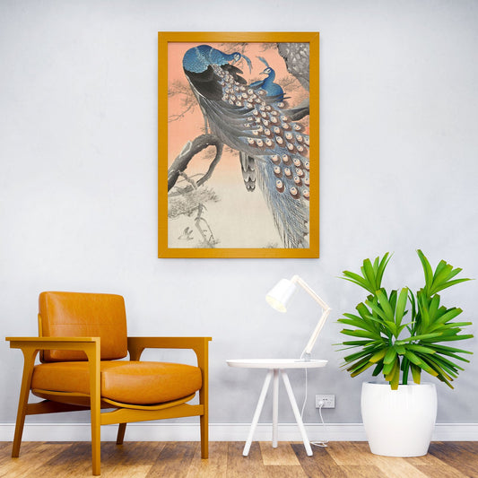 Two peacocks on tree art Asian Style Poster | Wall Art for Home & Office | High-Quality Print - High-Quality Visual Display