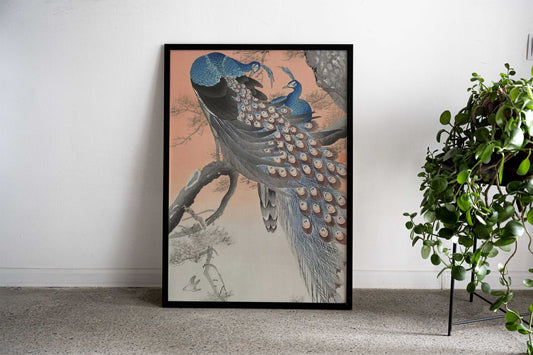 Two peacocks on tree art Asian Style Poster | Wall Art for Home & Office | High-Quality Print - High-Quality Visual Display