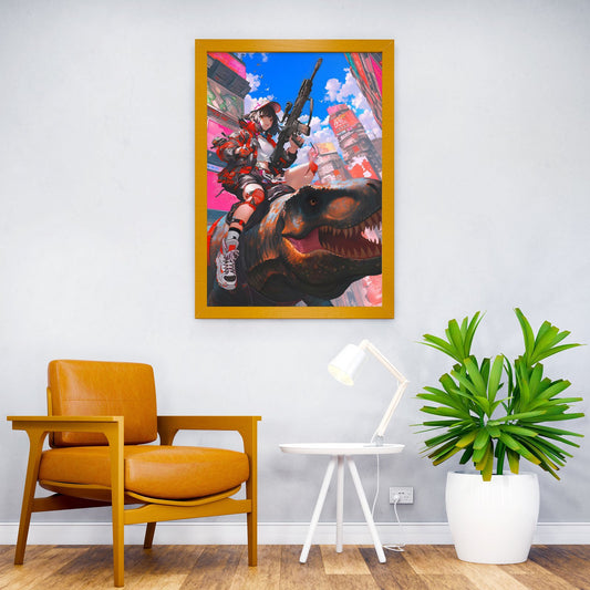 Urban Dino Rider Anime Asian Style Poster | Wall Art for Home & Office | High-Quality Print - High-Quality Visual Display