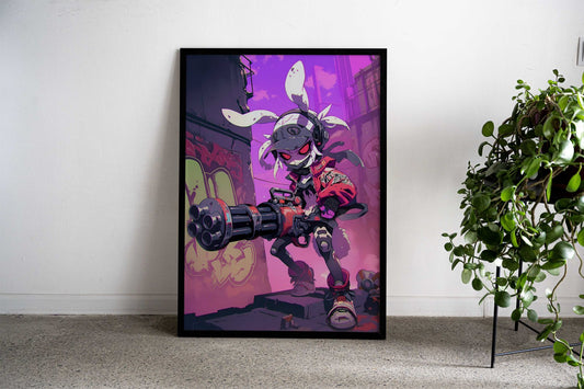 Urban Rabbit Raider Asian Style Poster | Wall Art for Home & Office | High-Quality Print - High-Quality Visual Display