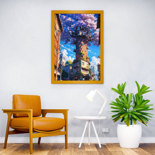 Urban Sakura Sanctuary Asian Style Poster | Wall Art for Home & Office | High-Quality Print - High-Quality Visual Display