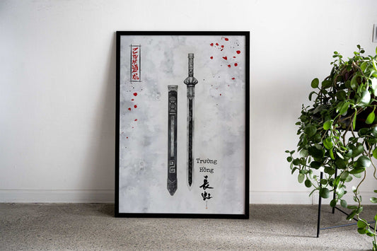 Vietnamese Sword Illustration Asian Style Poster | Wall Art for Home & Office | High-Quality Print - High-Quality Visual Display