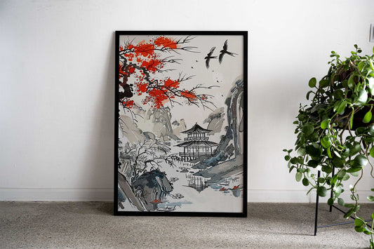 Village Japan Asian Style Poster | Wall Art for Home & Office | High-Quality Print - High-Quality Visual Display