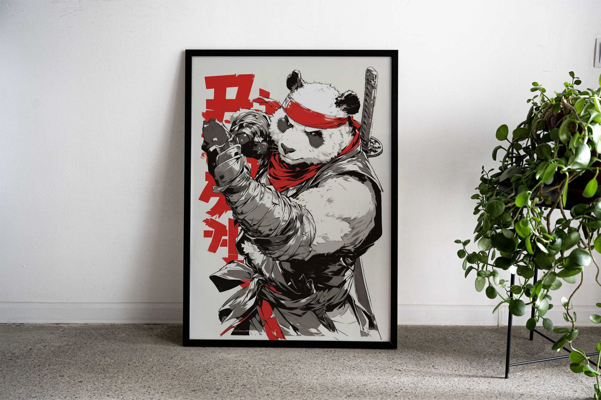 Vintage Anime Ninja Panda Asian Style Poster | Wall Art for Home & Office | High-Quality Print - High-Quality Visual Display