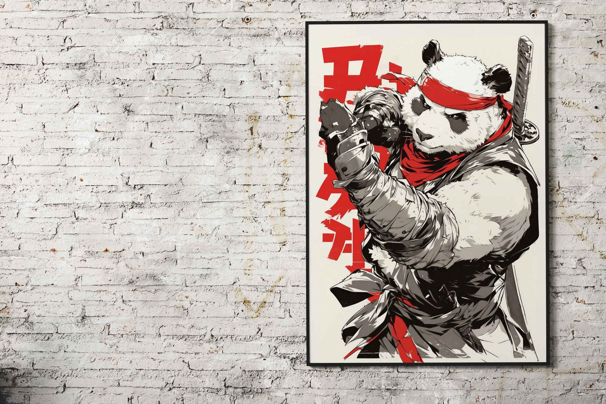 Vintage Anime Ninja Panda Asian Style Poster | Wall Art for Home & Office | High-Quality Print - High-Quality Visual Display