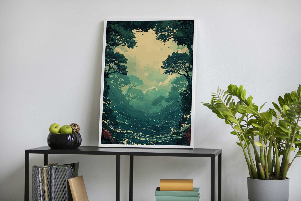Vintage Anime Whitewater Asian Style Poster | Wall Art for Home & Office | High-Quality Print - High-Quality Visual Display