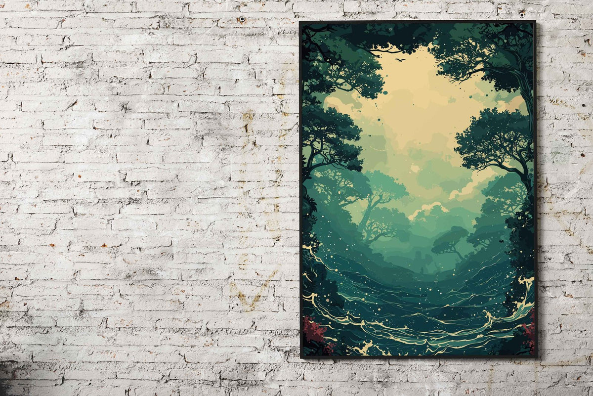 Vintage Anime Whitewater Asian Style Poster | Wall Art for Home & Office | High-Quality Print - High-Quality Visual Display