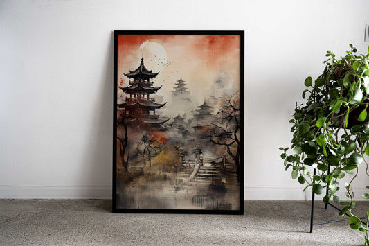 Vintage Asian Landscape Asian Style Poster | Wall Art for Home & Office | High-Quality Print - High-Quality Visual Display
