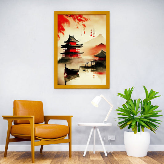 Vintage Castle Japan Art Asian Style Poster | Wall Art for Home & Office | High-Quality Print - High-Quality Visual Display