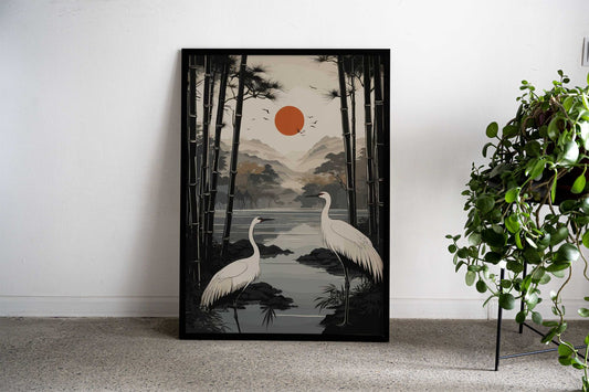 Vintage Japanese Cranes Asian Style Poster | Wall Art for Home & Office | High-Quality Print - High-Quality Visual Display