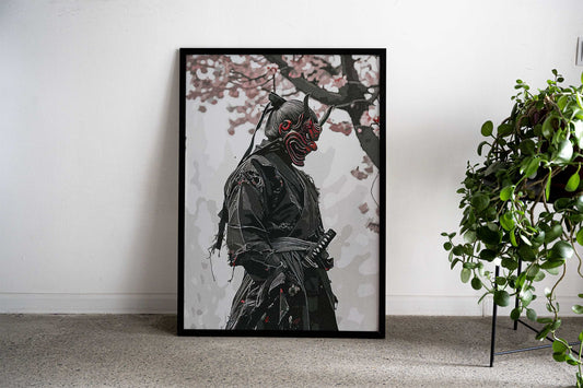 Vintage Mask Samurai Asian Style Poster | Wall Art for Home & Office | High-Quality Print - High-Quality Visual Display