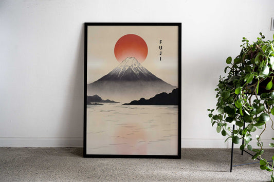 Vintage Mount Fuji Sunrise Asian Style Poster | Wall Art for Home & Office | High-Quality Print - High-Quality Visual Display