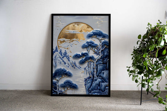 Vintage Porcelain Panorama Asian Style Poster | Wall Art for Home & Office | High-Quality Print - High-Quality Visual Display