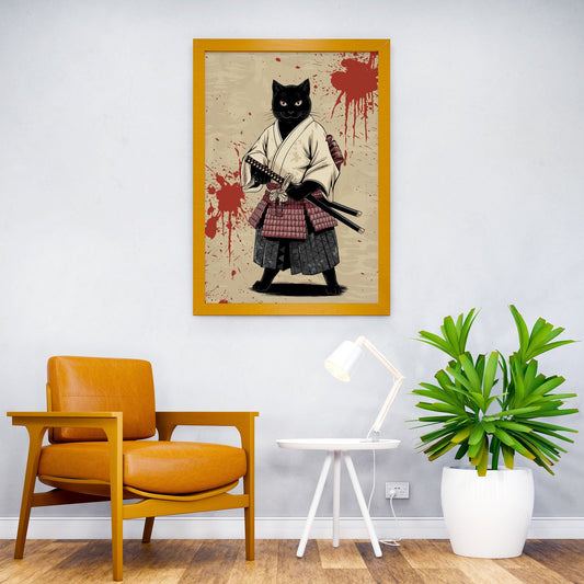 Vintage Samurai Cat Asian Style Poster | Wall Art for Home & Office | High-Quality Print - High-Quality Visual Display