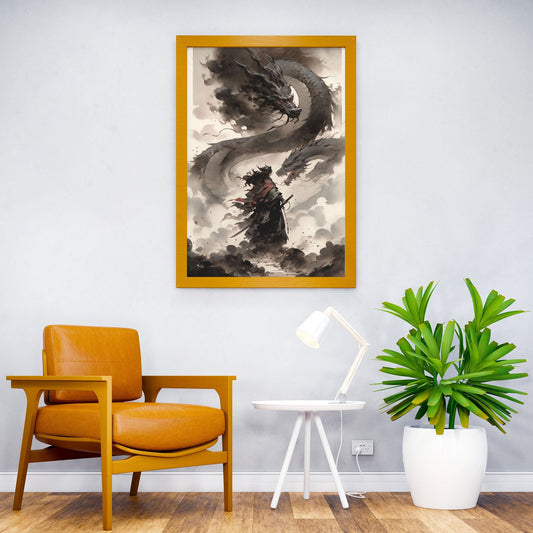 Vintage Samurai Dragon Asian Style Poster | Wall Art for Home & Office | High-Quality Print - High-Quality Visual Display