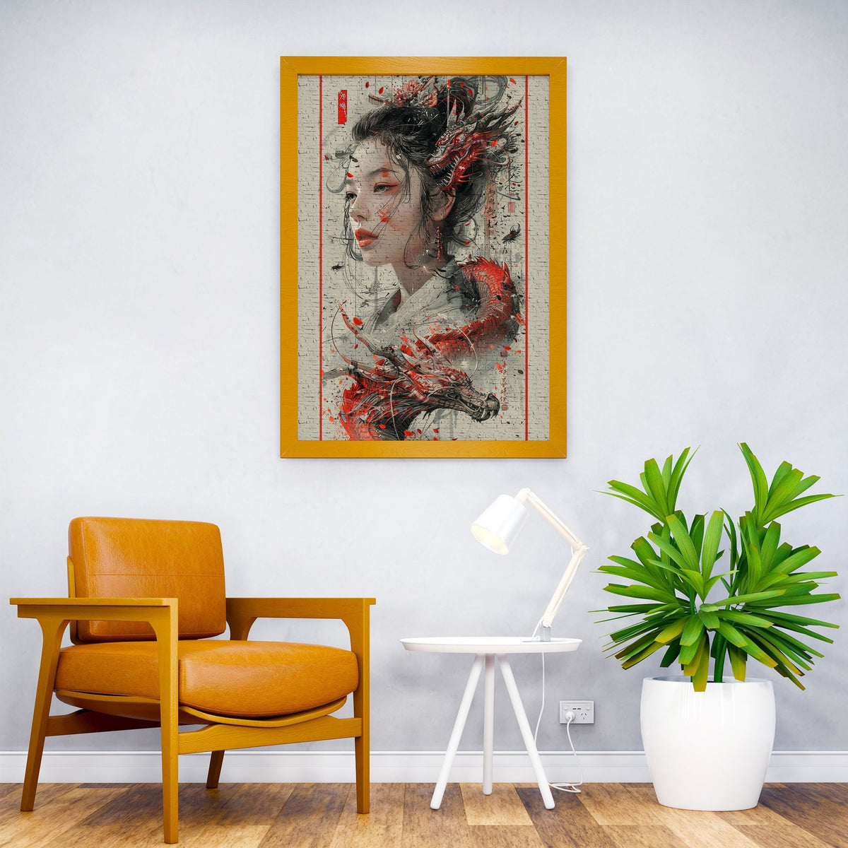 Vintage dragon geisha Asian Style Poster | Wall Art for Home & Office | High-Quality Print - High-Quality Visual Display