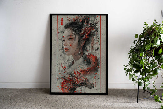 Vintage dragon geisha Asian Style Poster | Wall Art for Home & Office | High-Quality Print - High-Quality Visual Display