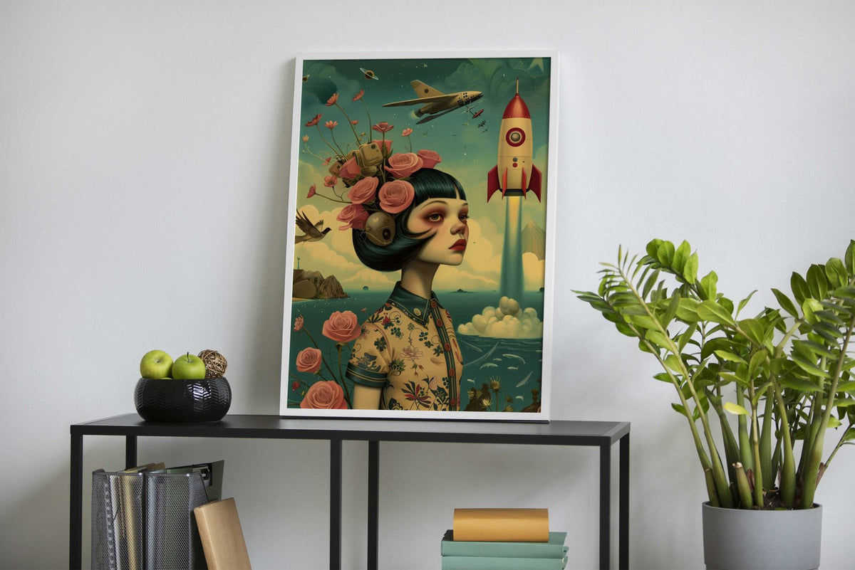 Vintage space cute doll Asian Style Poster | Wall Art for Home & Office | High-Quality Print - High-Quality Visual Display